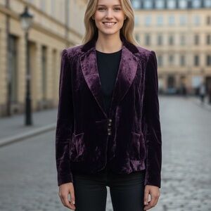 ZARA WOMAN | Silk Blend Velvet Blazer - Deep Purple - Prince Vibes -Day To Night